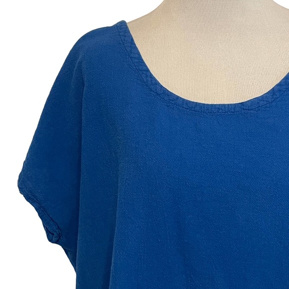 SOLD Oh my Gauze! Daytona Asymmetrical Tunic Top Womens XL Royal Blue Cotton - Picture 3 of 7